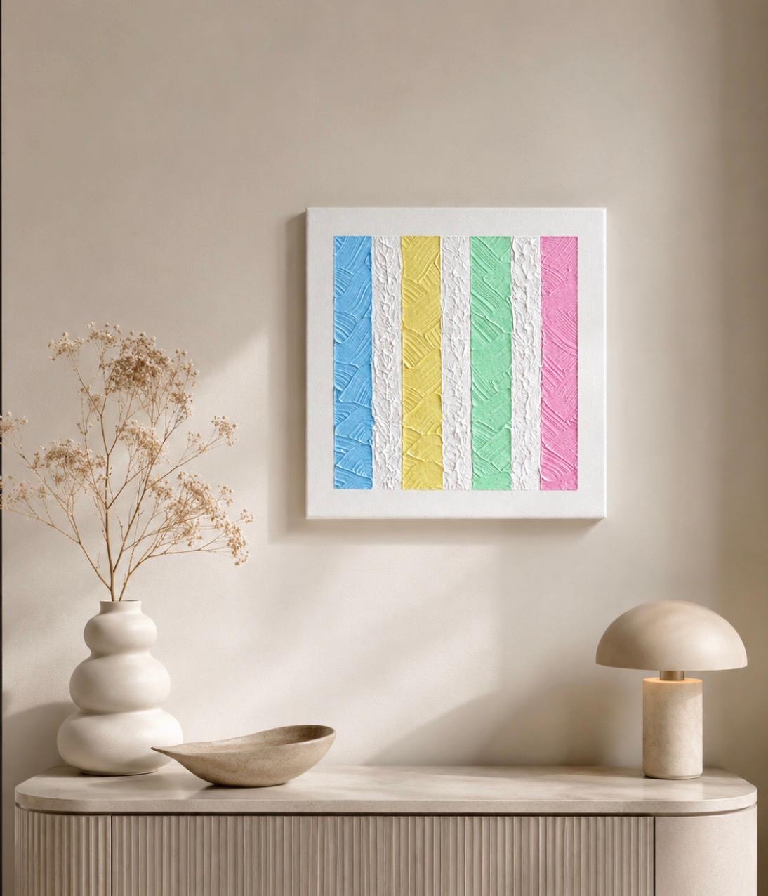 Multi Coloured Pastel Stripes textured art